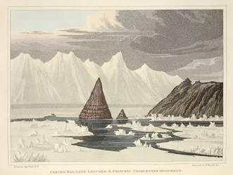 Coburg Bay, Cape Leopold and Princess Charlotte Monument, illustration from 